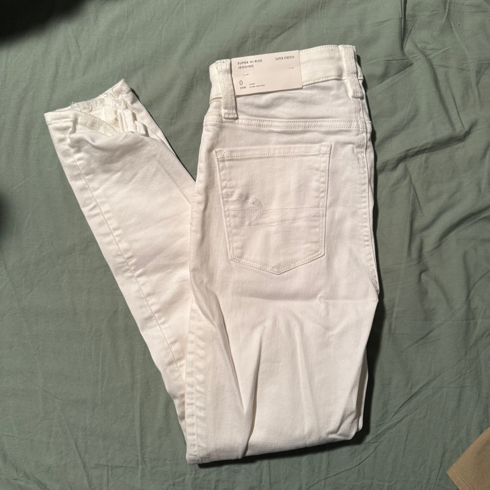 0Short - American Eagle - Raw hem white skinny jeans - SHORT